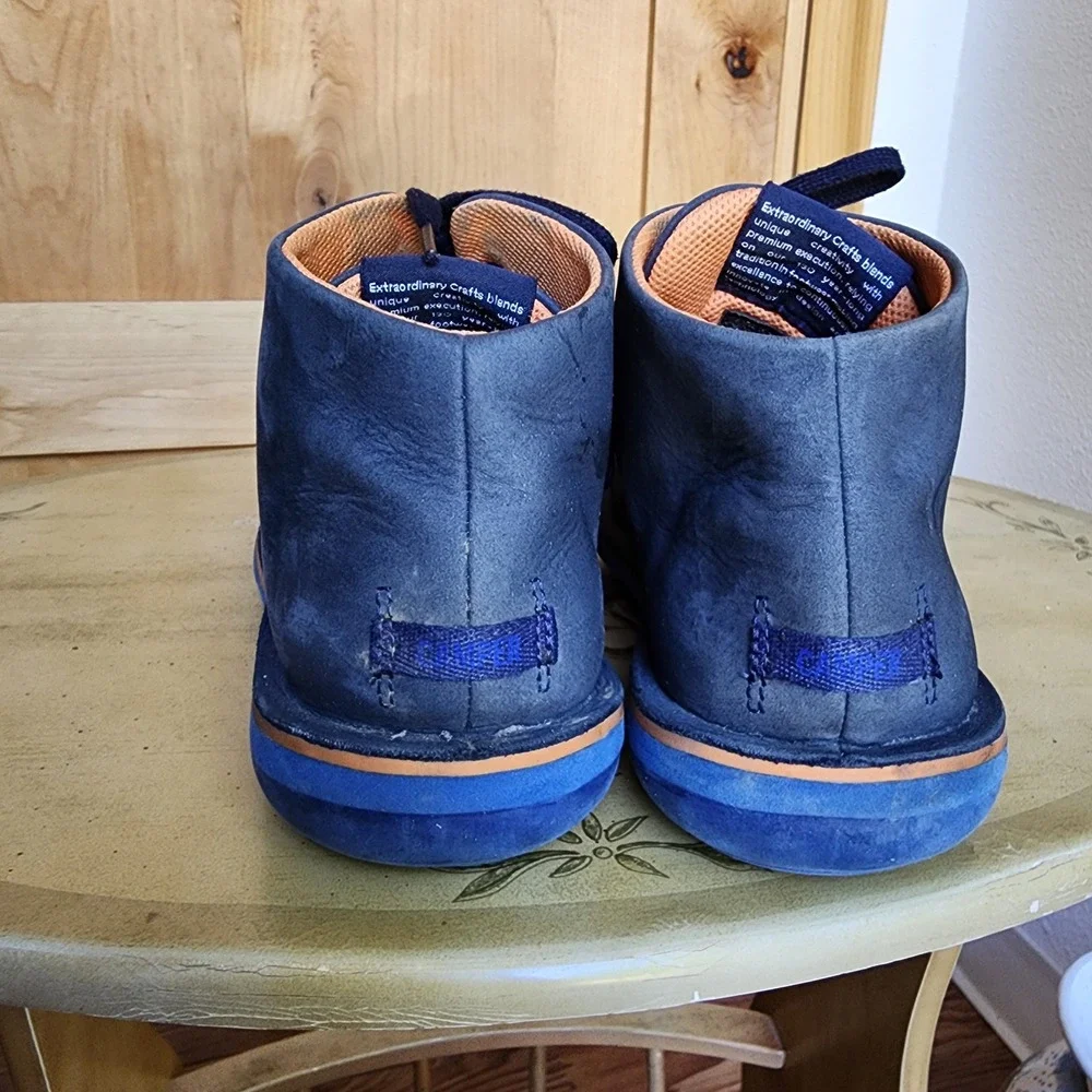 Camper EU 42 Blue Nubuck Leather Beetle Chukka Boots Lace Up Minimalist Indie